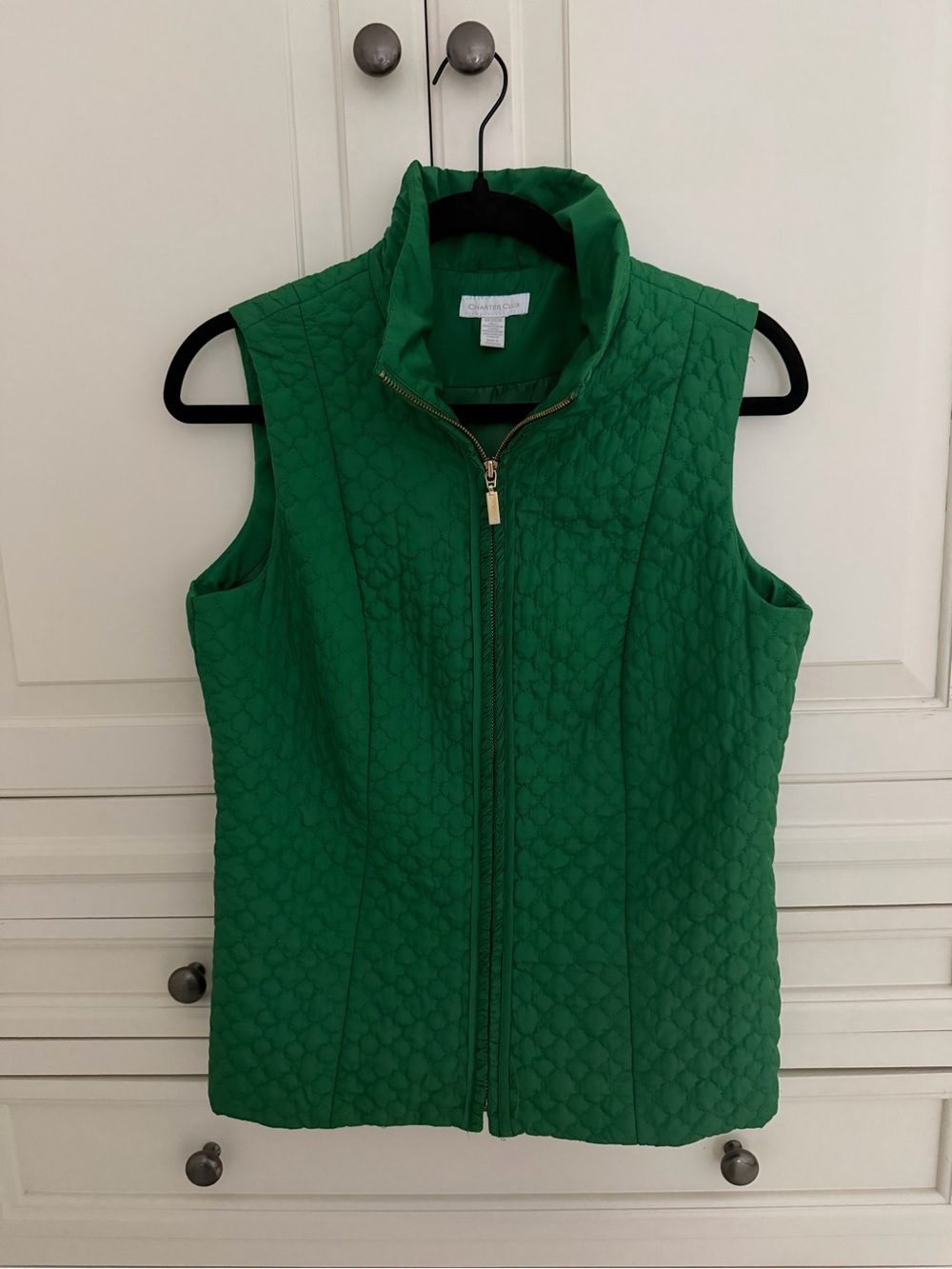 Charter Club Quilted Green Zip-Front Vest